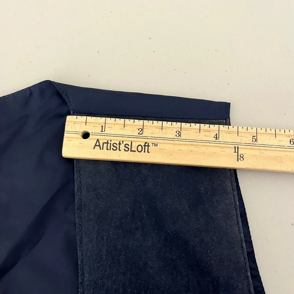 Arizona Jean Company Mens Blue Suede Leather Vest Cinch Back Medium